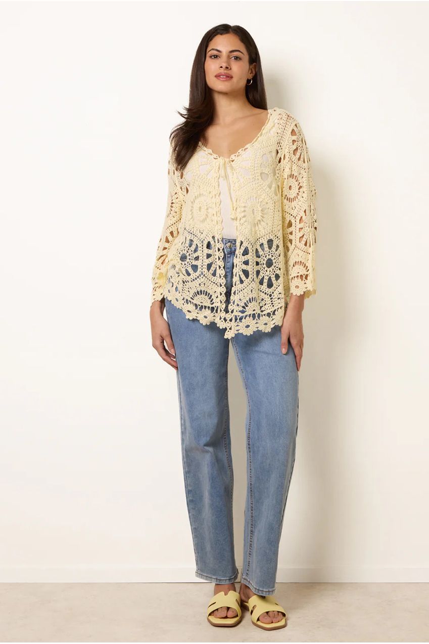 Long-Sleeved Crochet Cardigan WF5415BV178