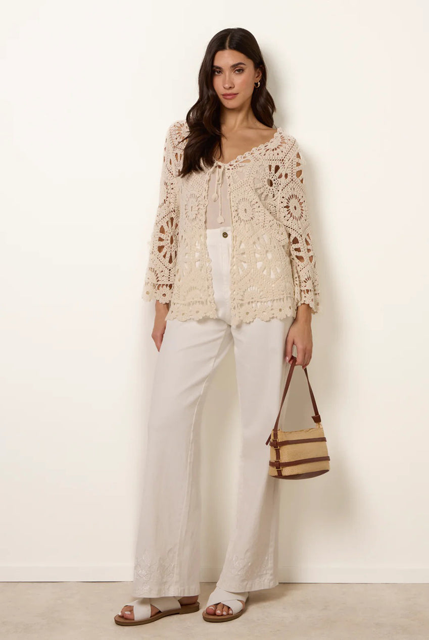 Long-Sleeved Crochet Cardigan WF5415BV001