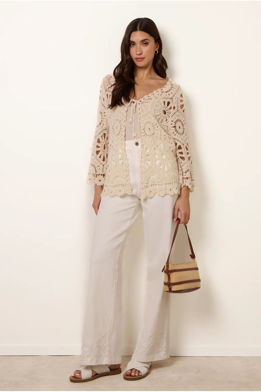 Long-Sleeved Crochet Cardigan WF5415BV001