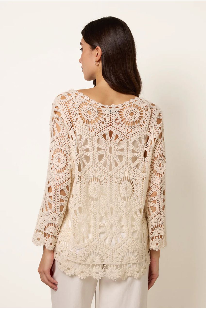 Long-Sleeved Crochet Cardigan WF5415BV001