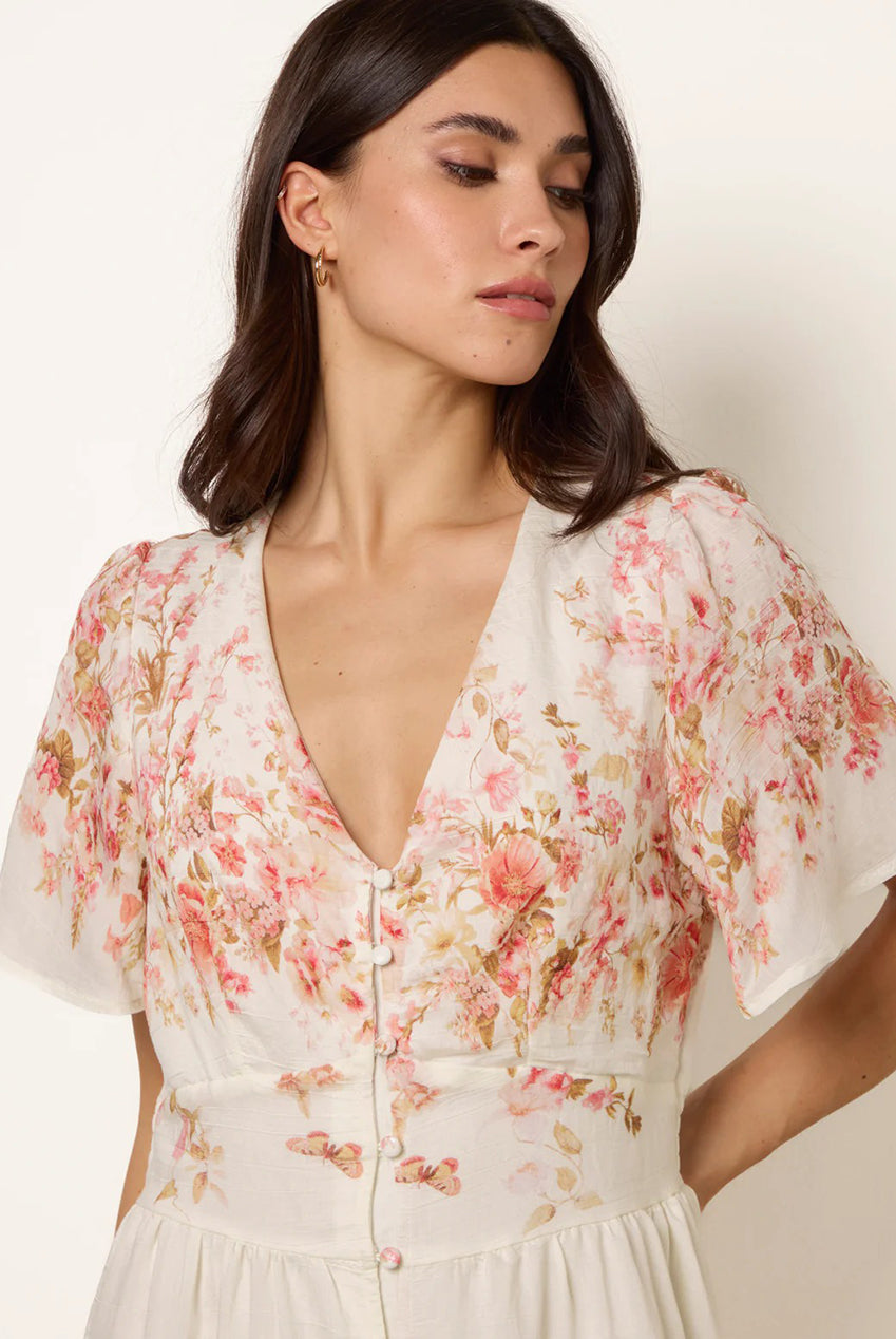 Floral Print Button Front Maxi Dress WF5695BV020