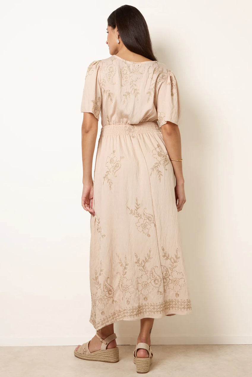 Wrap Front Metallic Embroidery Floral Dress WF5715BV001