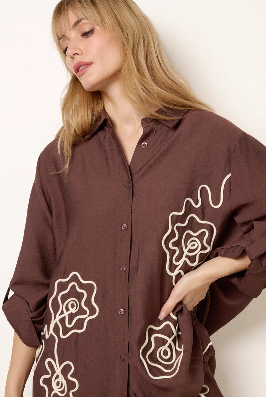 Floral Embroidery Shirt WF5763BV369
