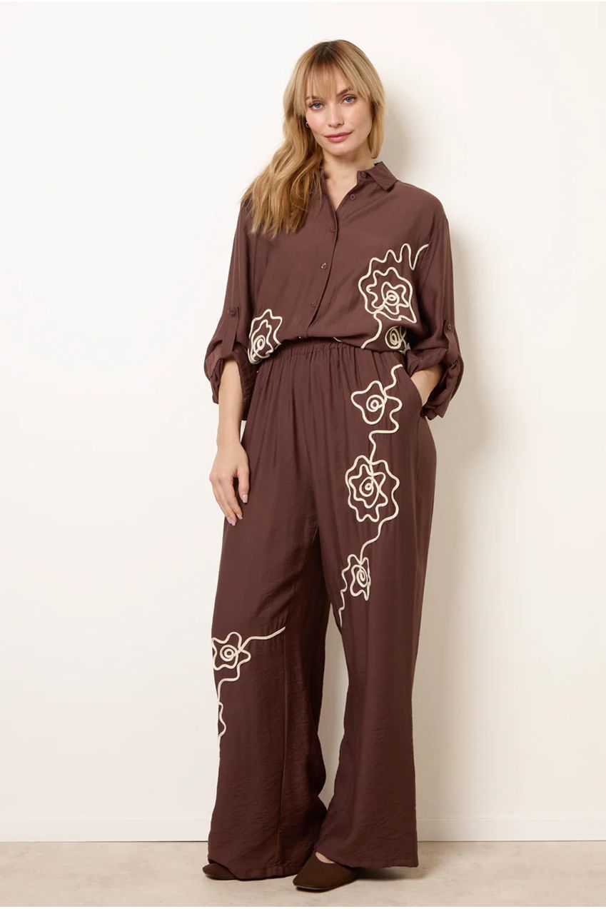Floral Embroidery Trousers WF5766BV369