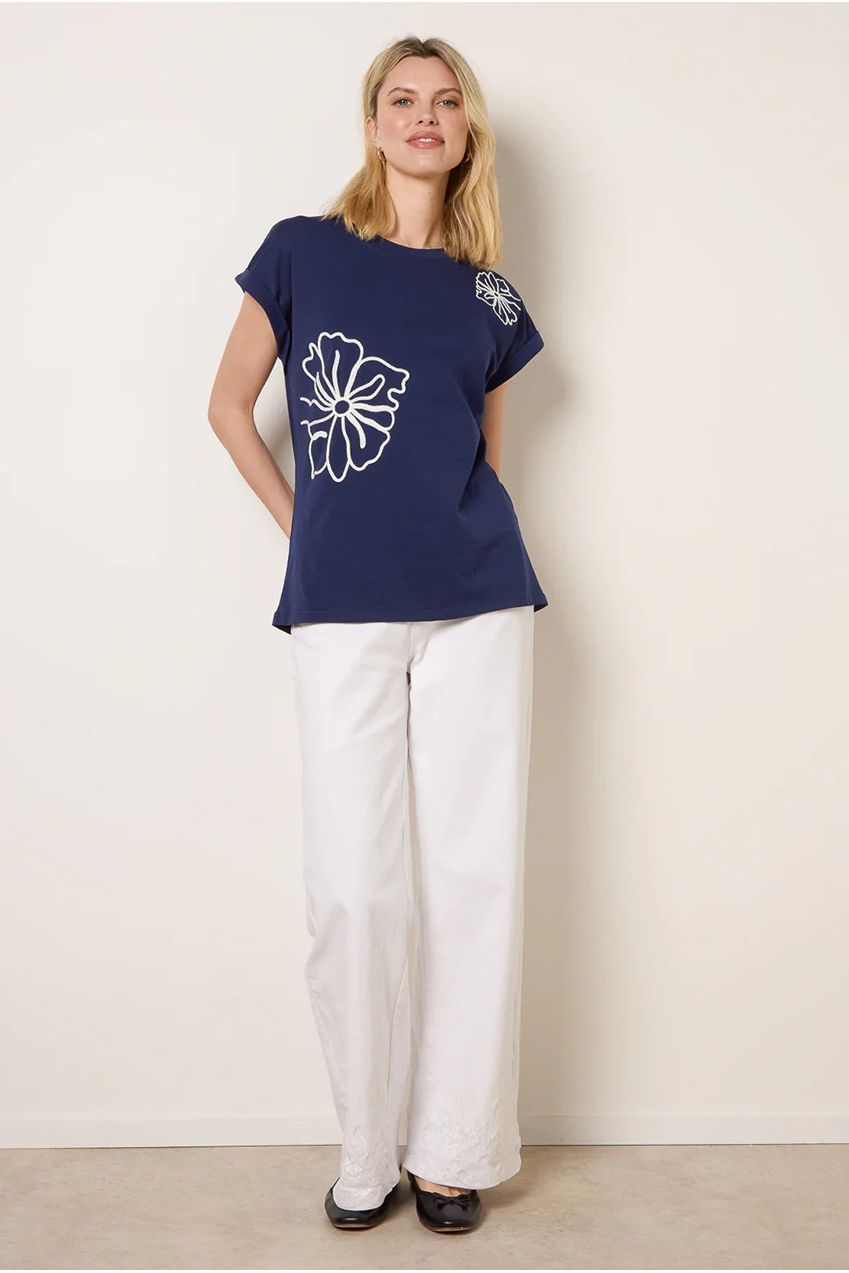 T-Shirt With Big Floral Embroidery WF5783BV324