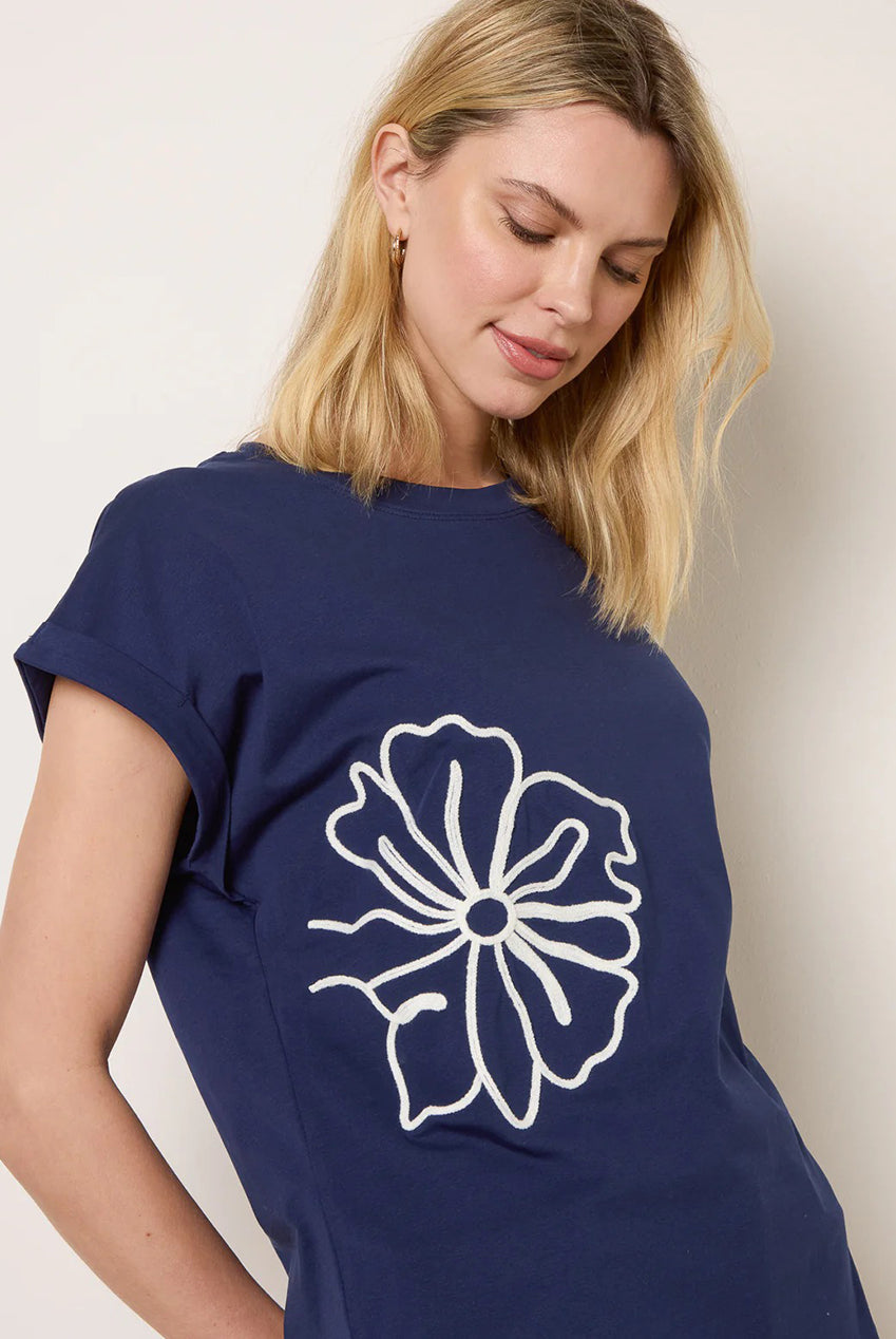 T-Shirt With Big Floral Embroidery WF5783BV324