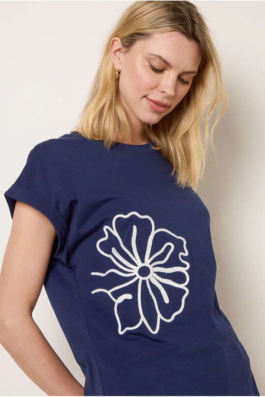T-Shirt With Big Floral Embroidery WF5783BV324