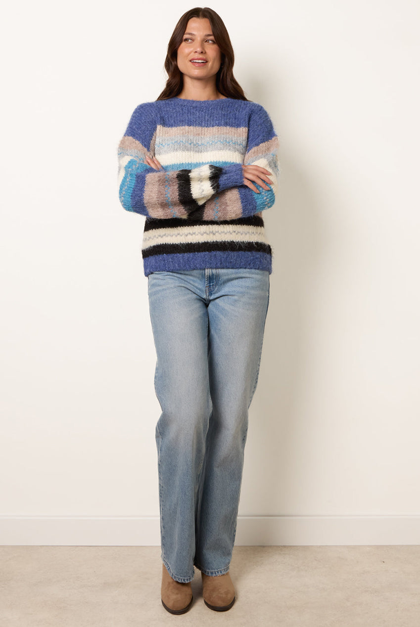 Striped Round Neck Knit Jumper WF5809BV002