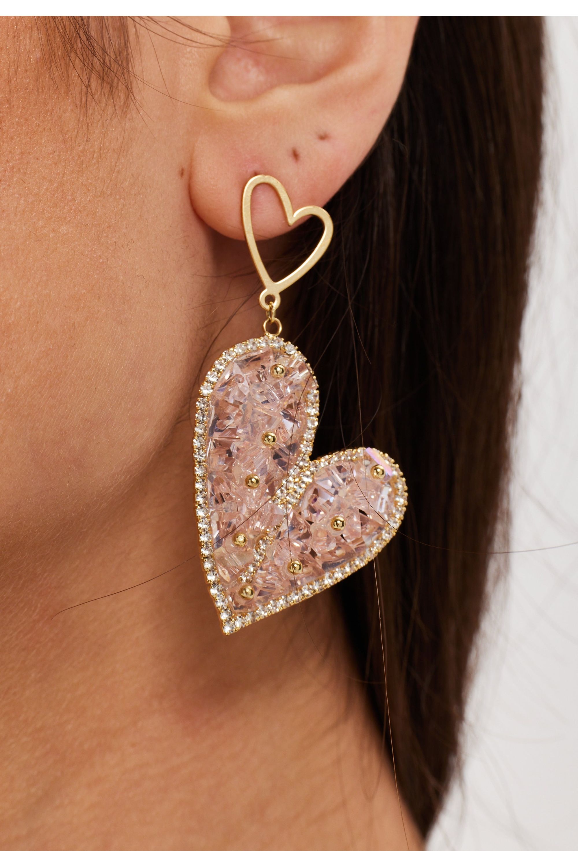 Crystal Heart Drop Style Earrings SS24EAR1