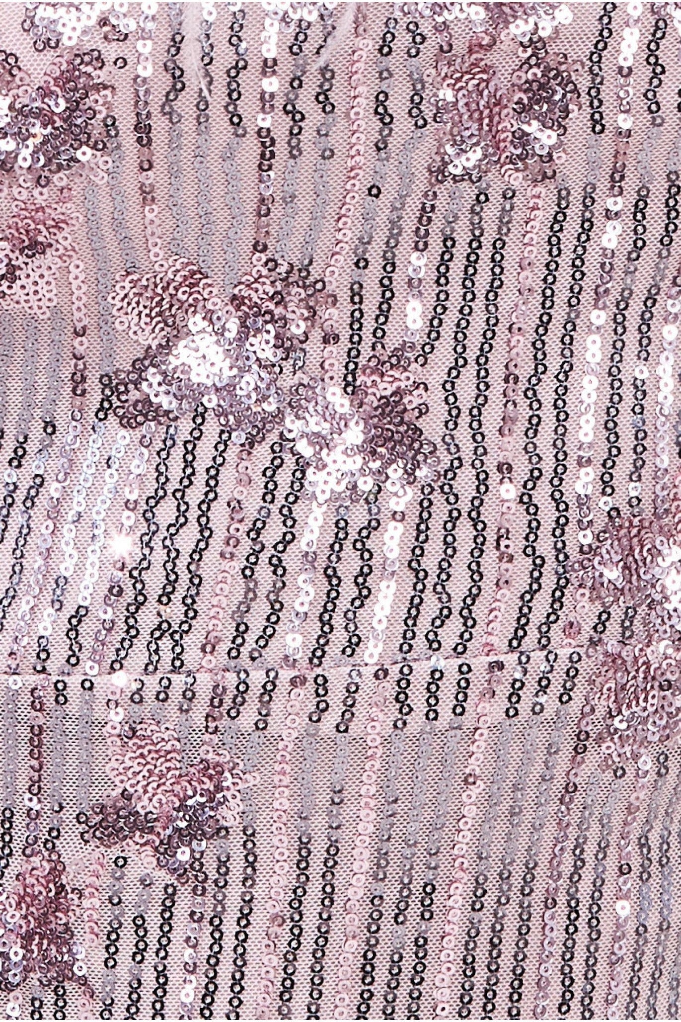 Sequin And Feather Boobtube Midi - Blush DR3783