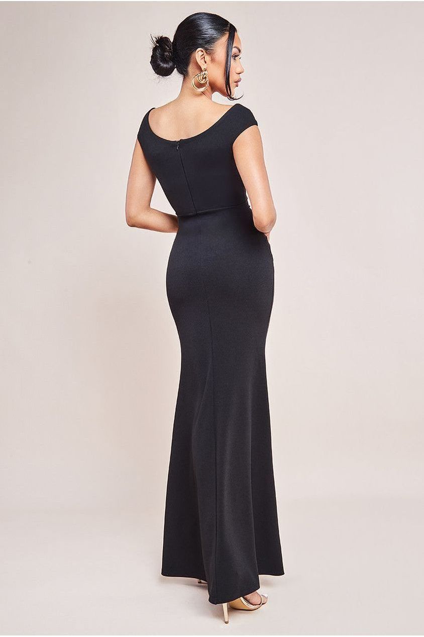 Bardot Pleated Maxi With Metal Trim Maxi Dress - Black DR4306