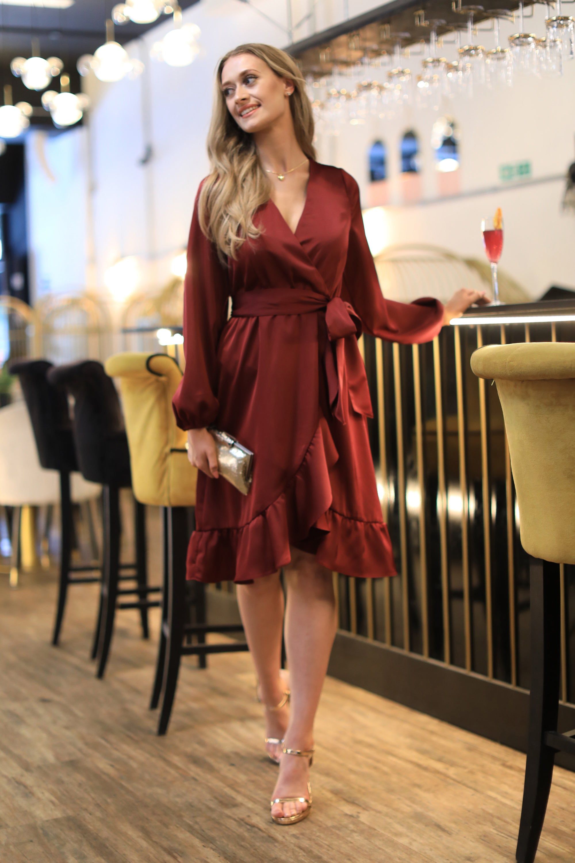 Red Frill Wrap Dress DR0000205