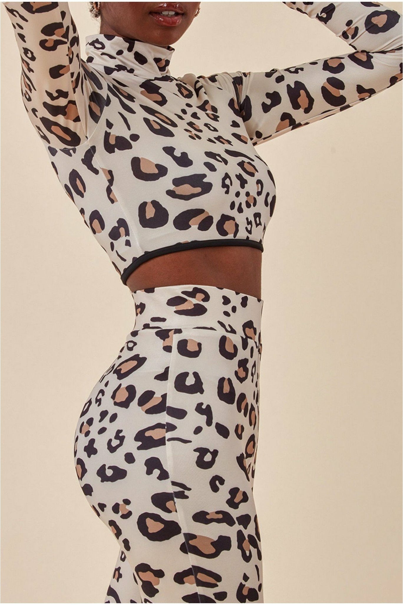 Leopard Print Crop Top&legging Lounge Set - Brown TS6