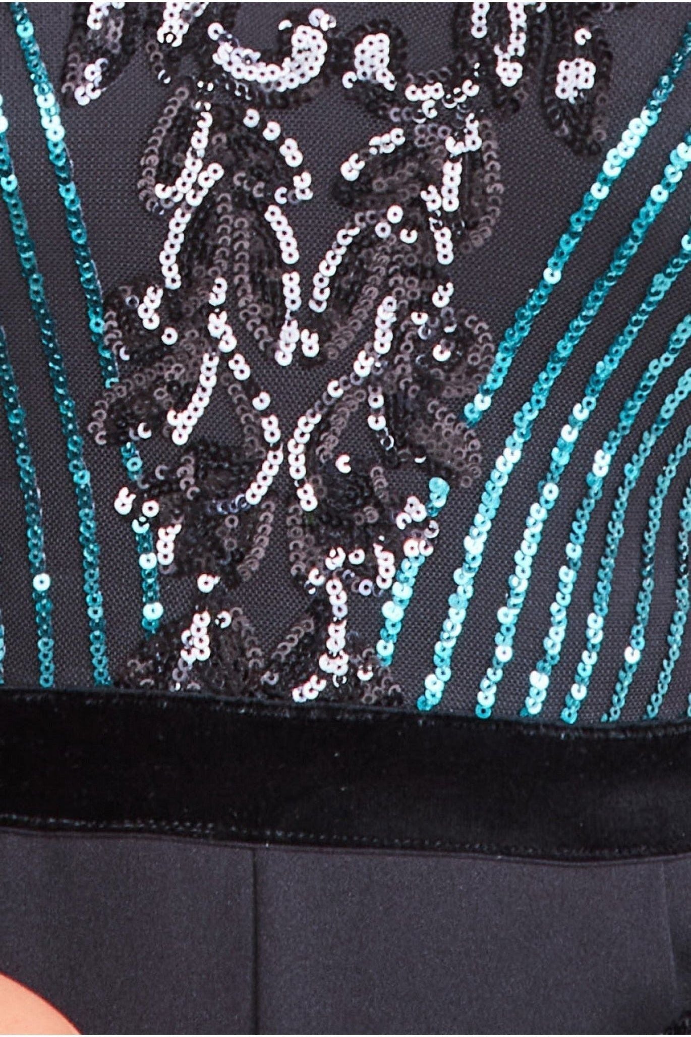 Sequin & Mesh Jumpsuit - Emerald Green TR289P