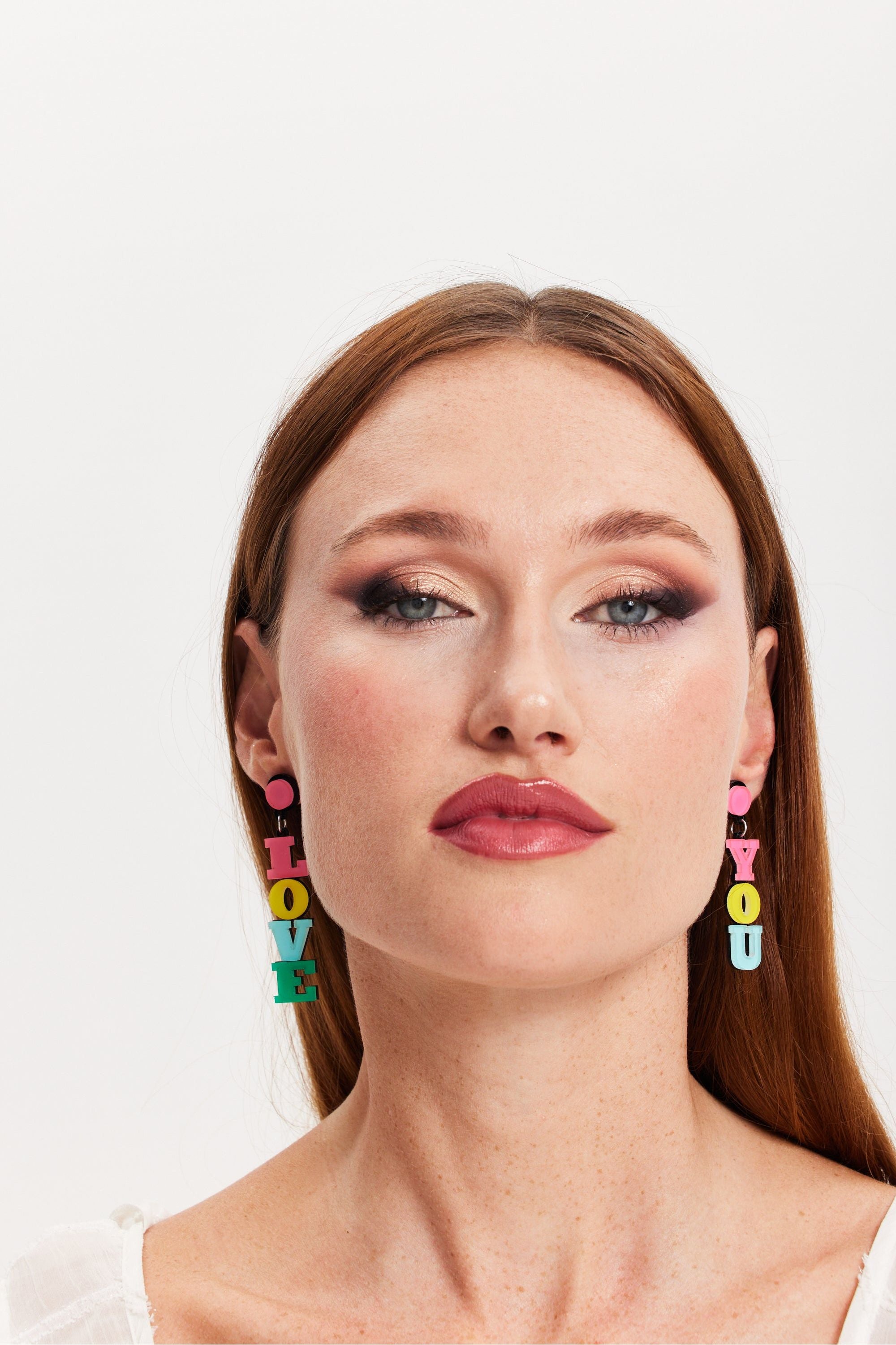 Love You Drop Style Earrings In Multi Colour SS24ER24