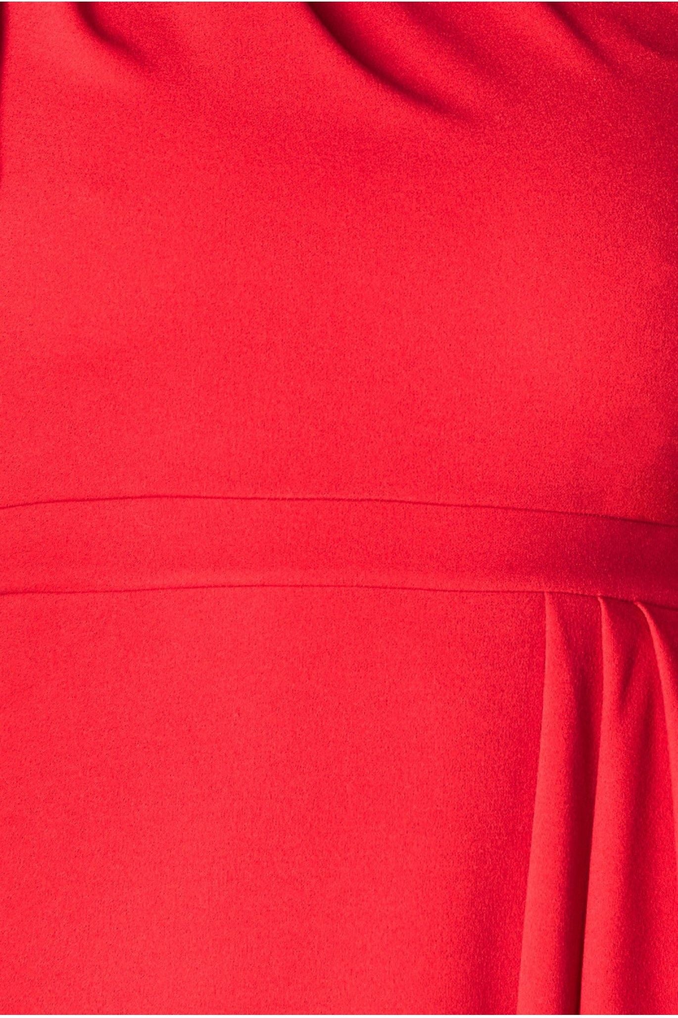 Waterfall Sleeve Wrap Midi Dress - Red DR3990