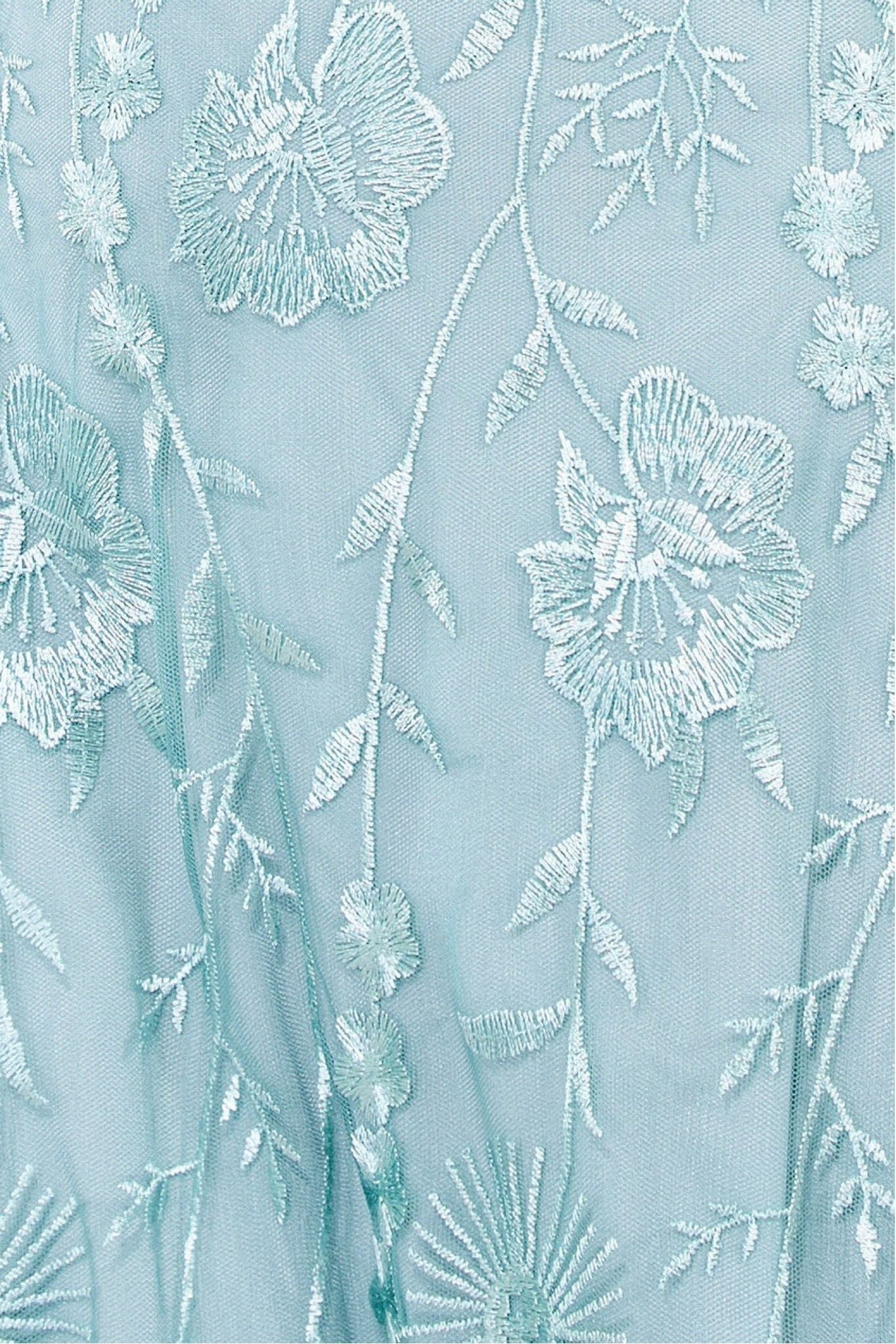 Embroidered Lace Maxi Flutter Sleeves - Sage Green DR3255