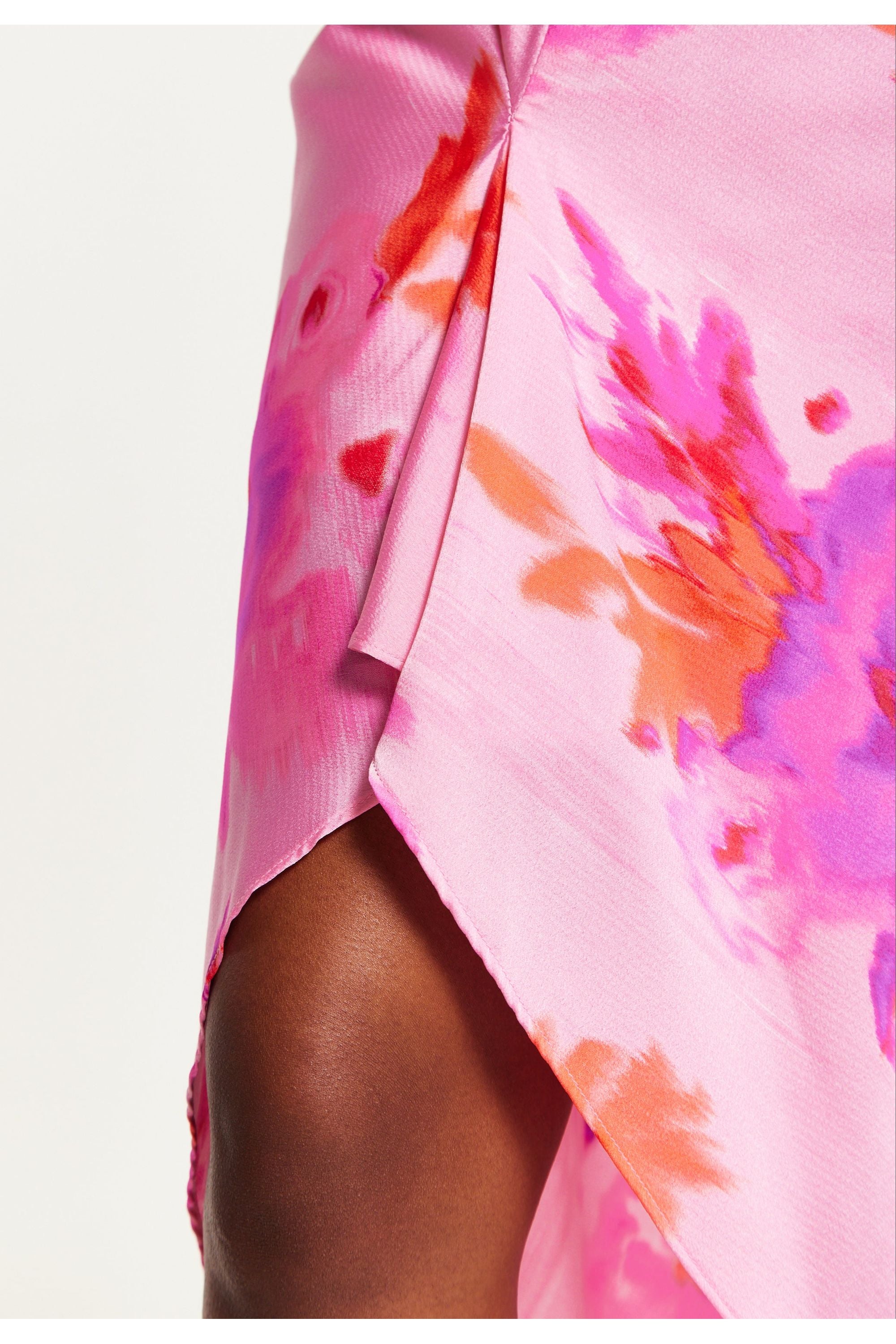 Cowl Neck Maxi Floral Print Dress In Pink B5-76-LIQBM004-F