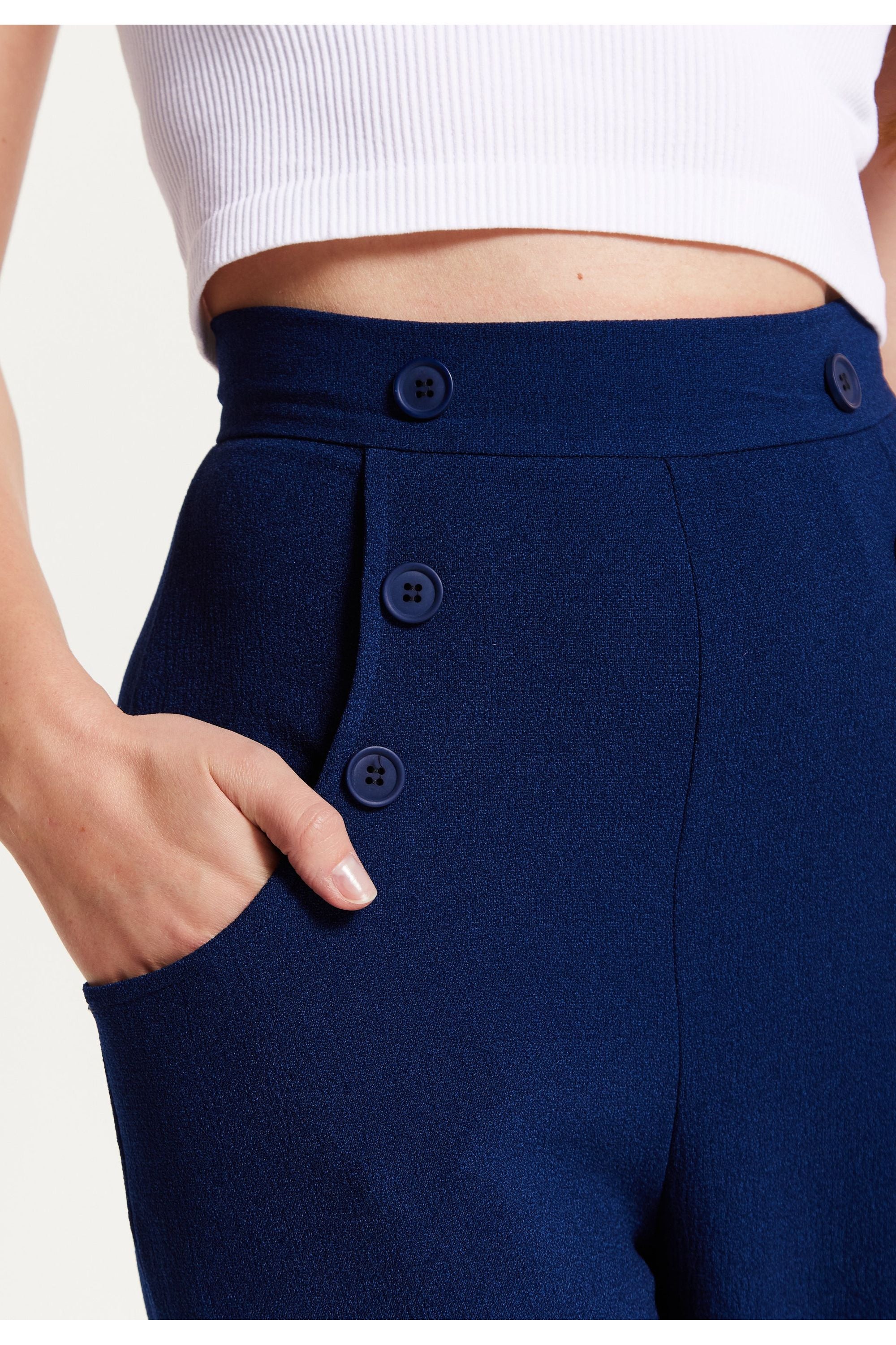 Navy Wide Leg Trousers LIQ23AW091