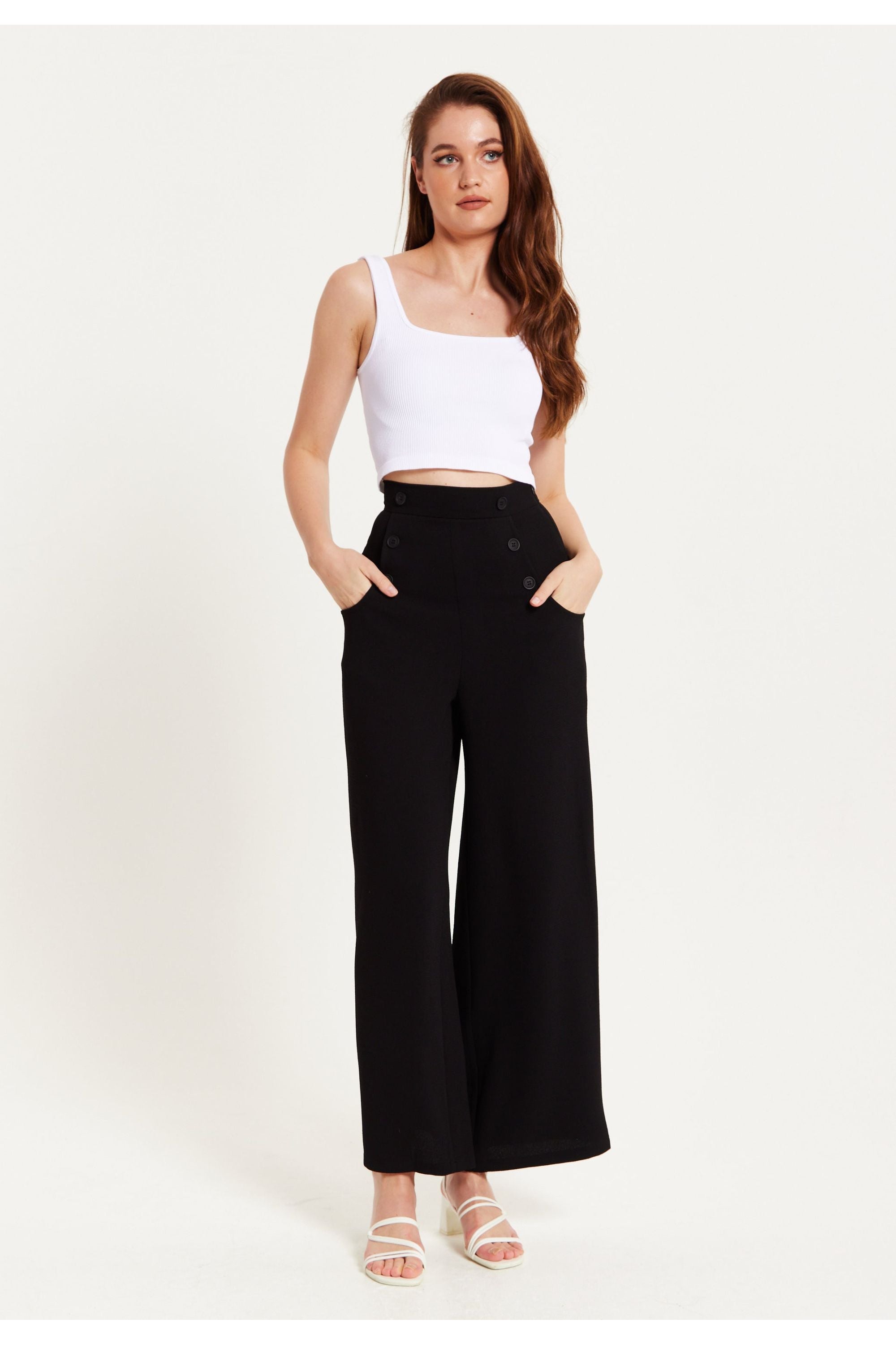 Black Wide Leg Trousers LIQ23AW094
