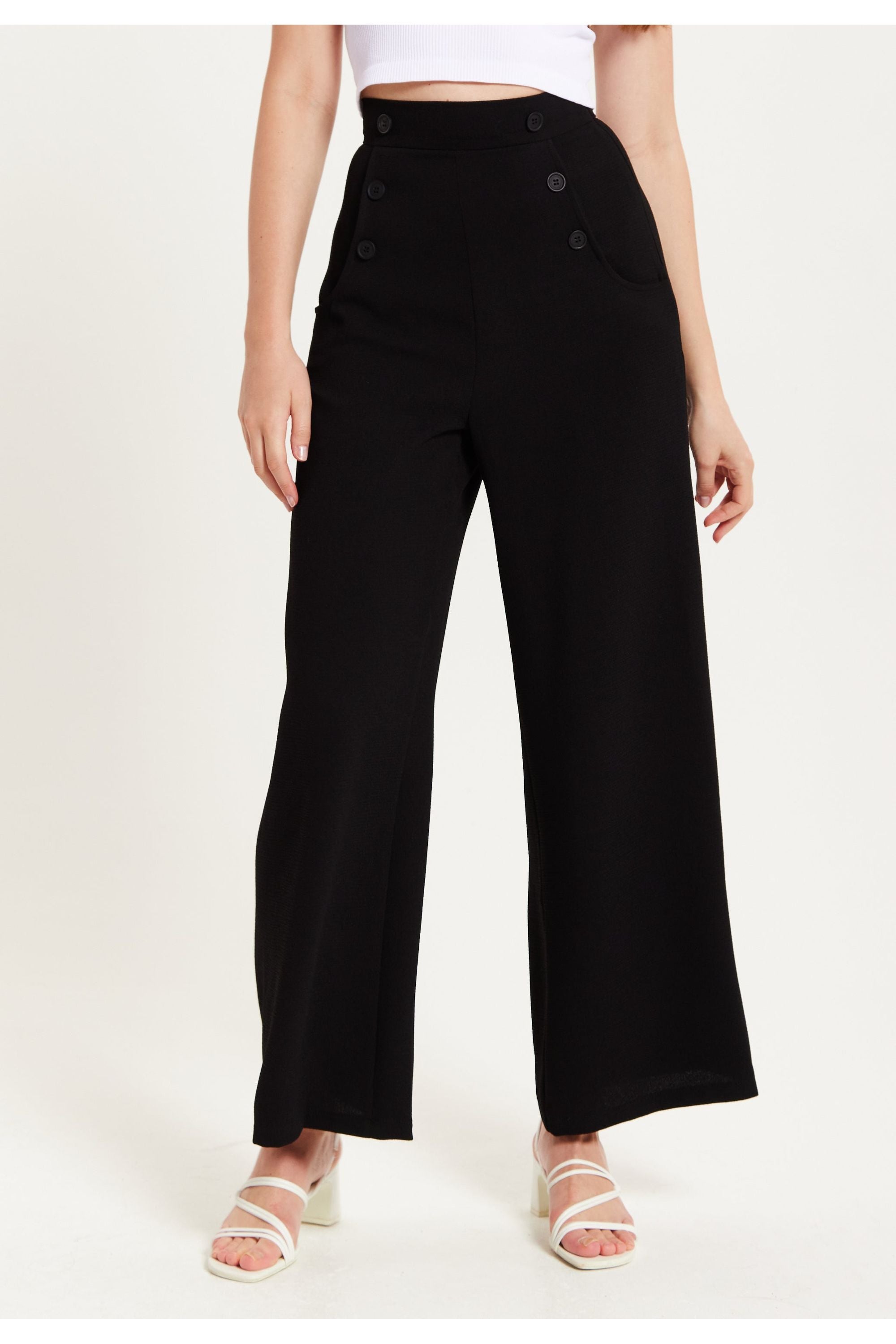 Black Wide Leg Trousers LIQ23AW094