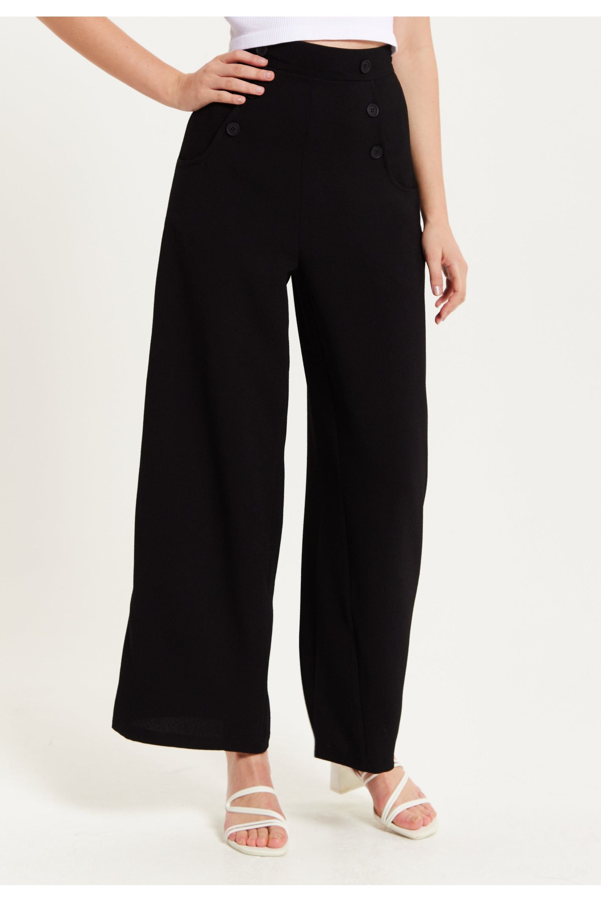 Black Wide Leg Trousers LIQ23AW094