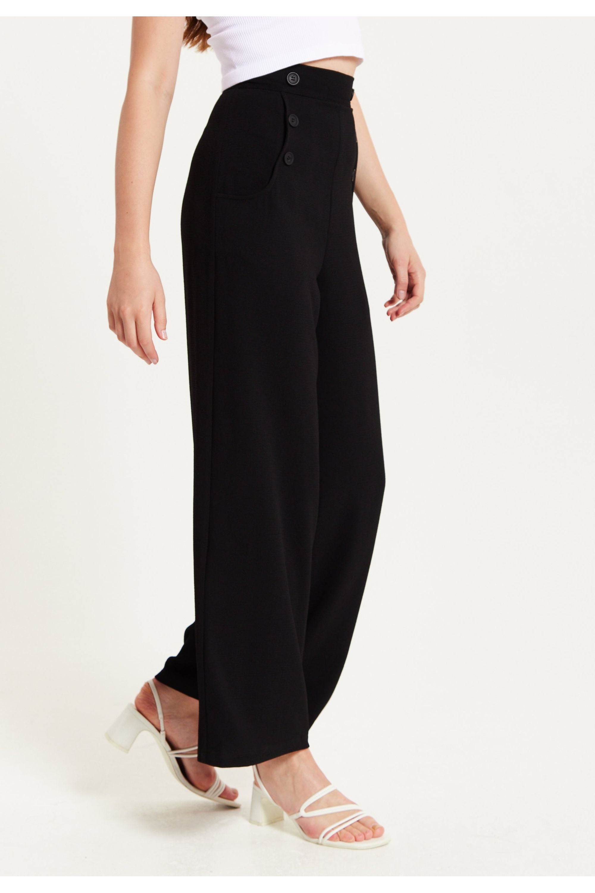 Black Wide Leg Trousers LIQ23AW094