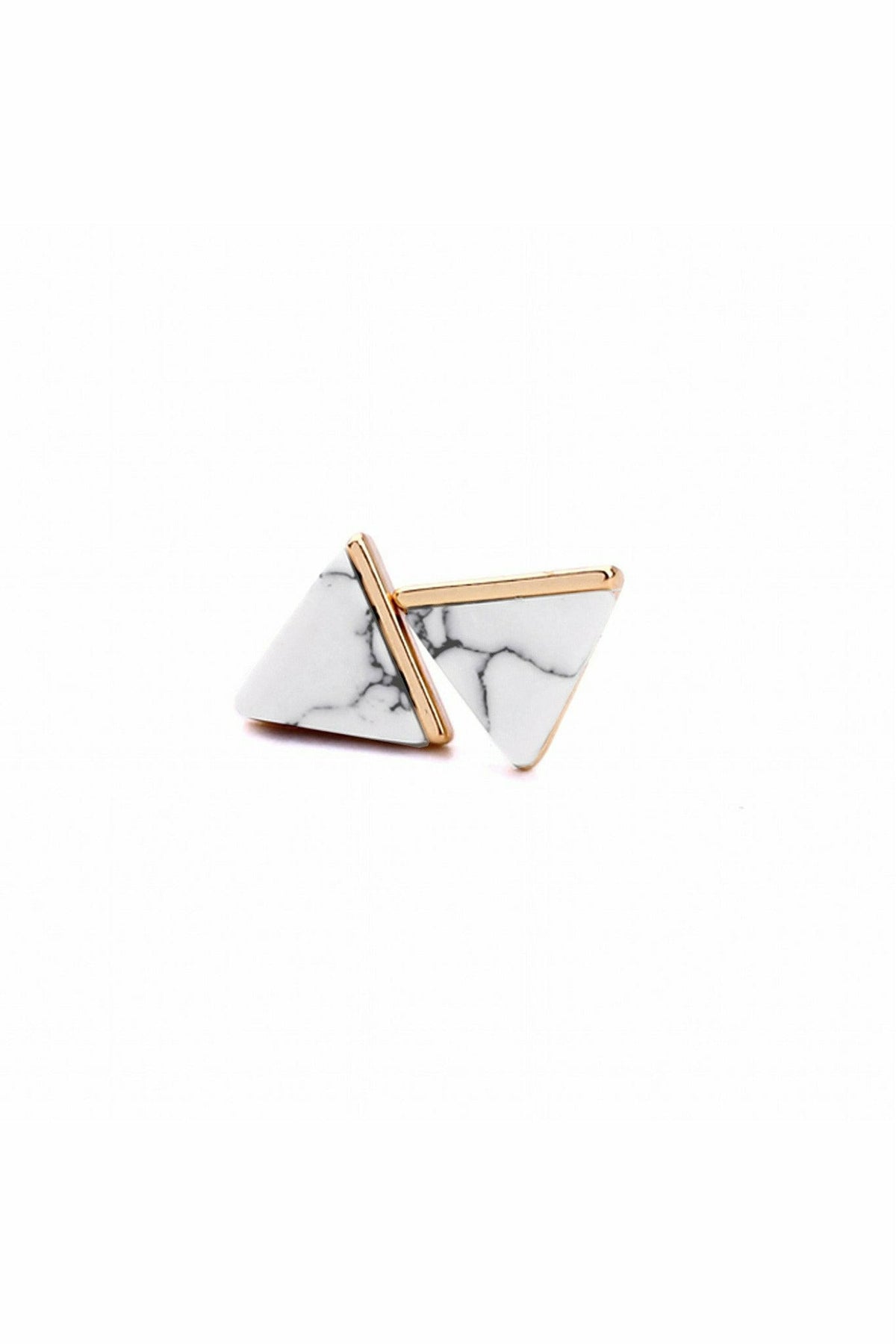 Marble Pyramid Earring In White & Gold LTE76W