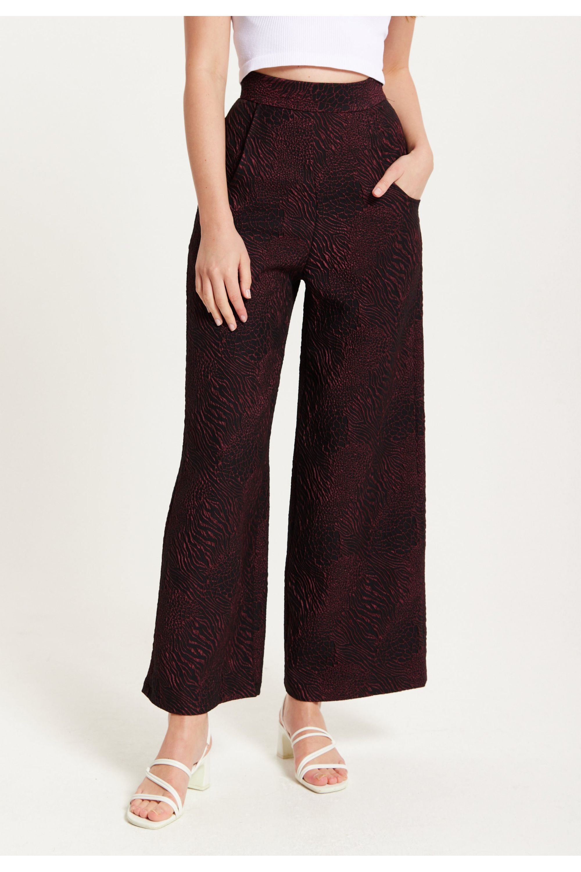 Wine Wide Leg Trousers LIQ23AW095