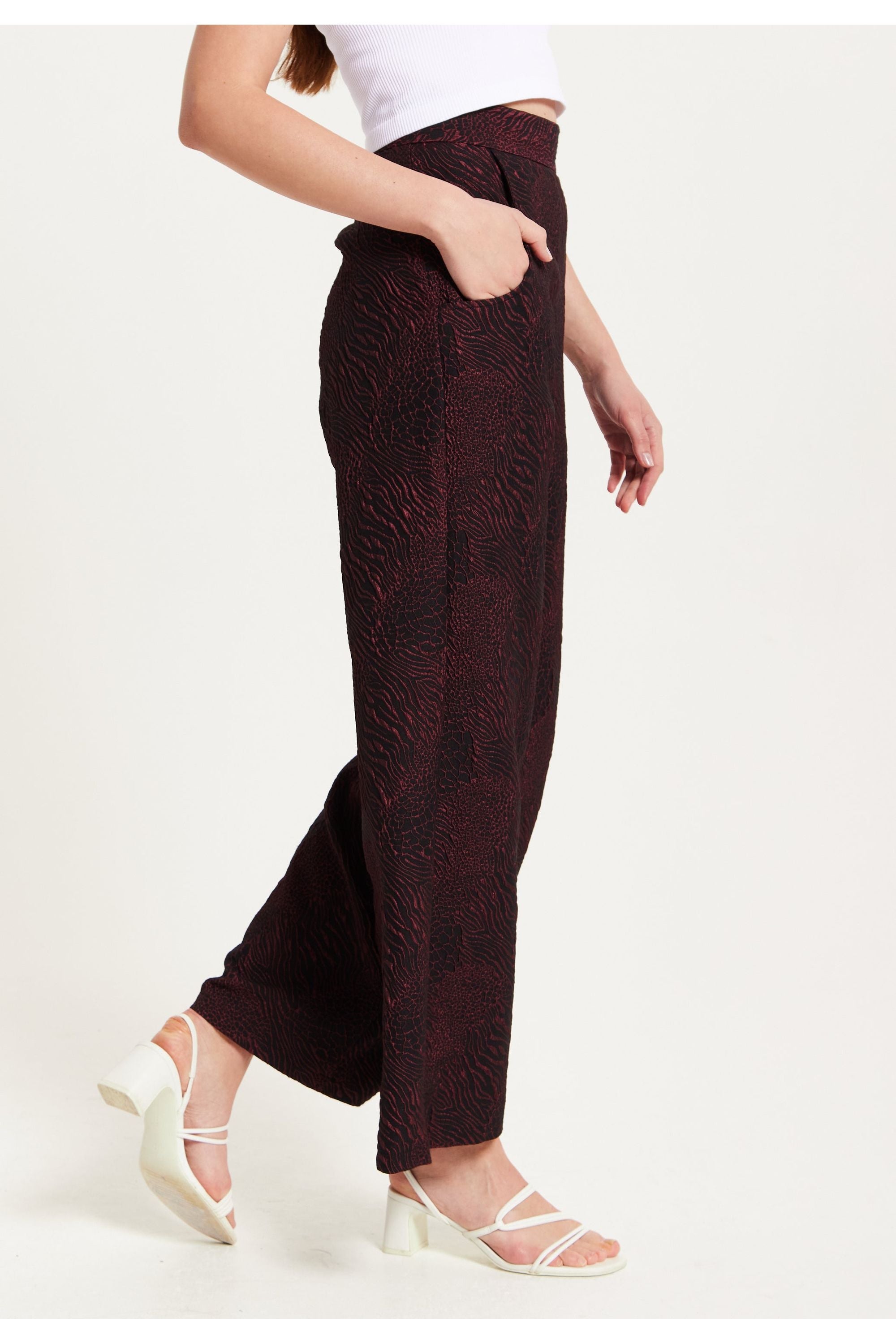Wine Wide Leg Trousers LIQ23AW095