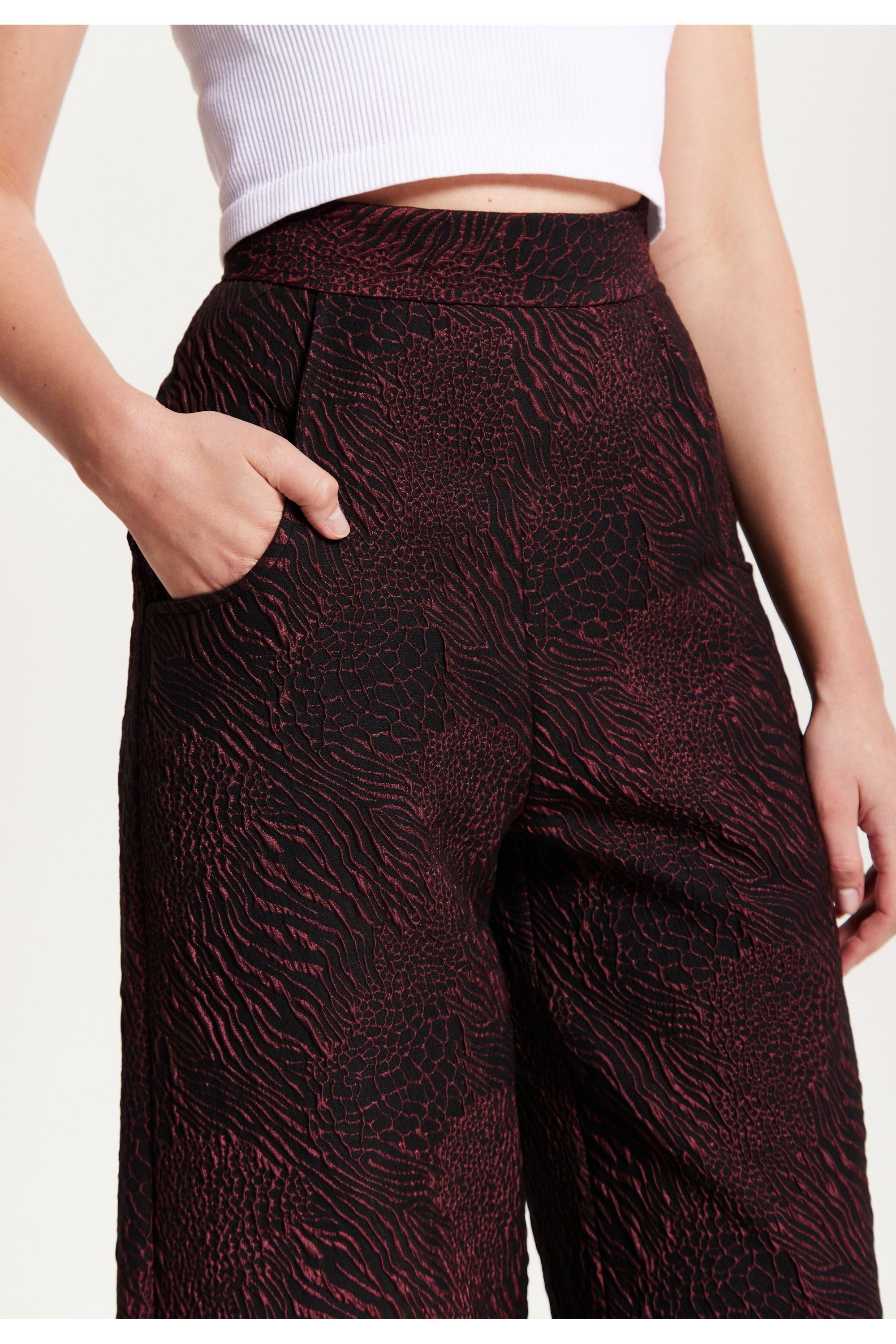 Wine Wide Leg Trousers LIQ23AW095