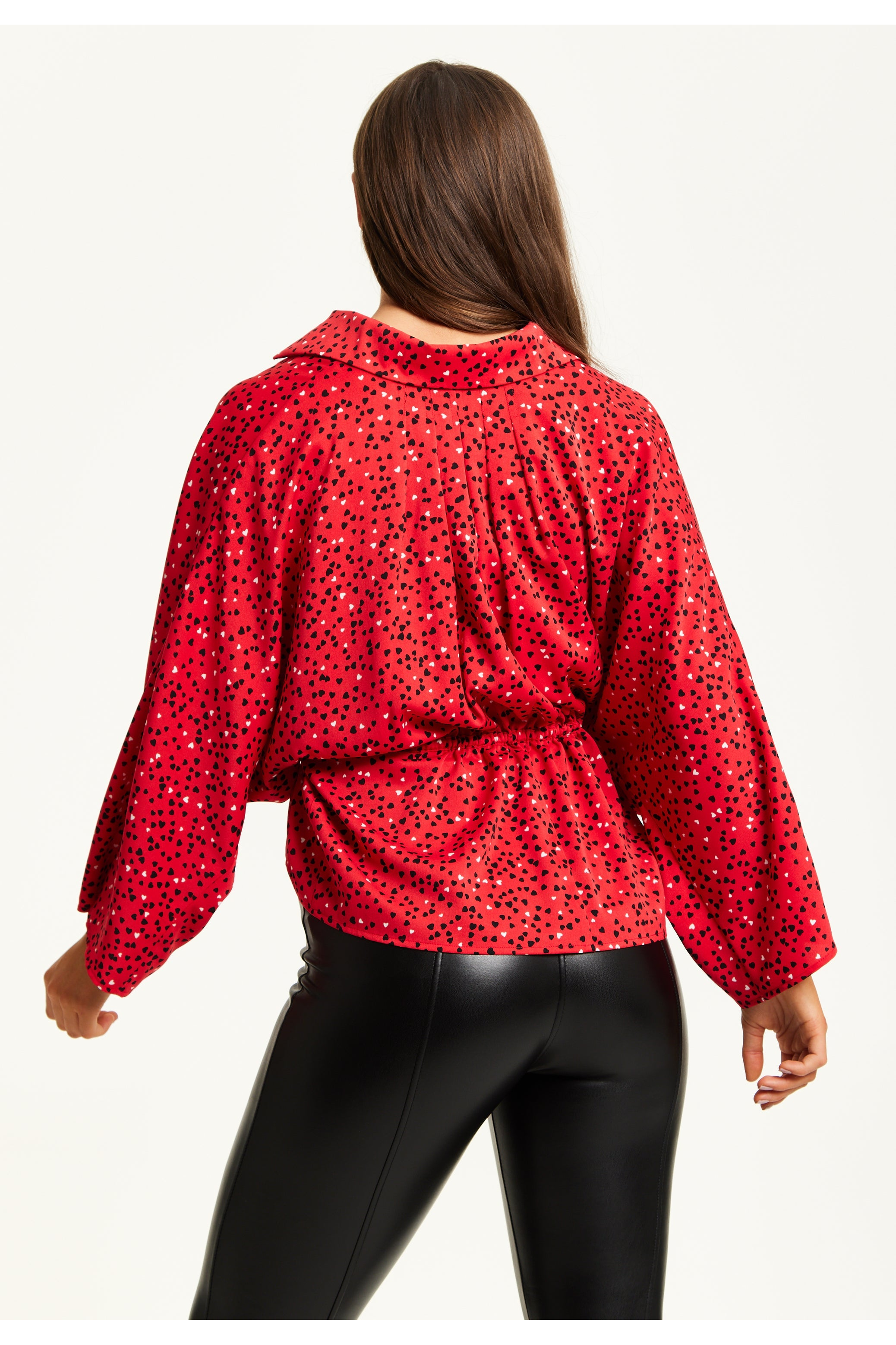 Heart Print Shirt With Long Sleeves And Tie Waist G6-226-LIQTRAN22-005-1