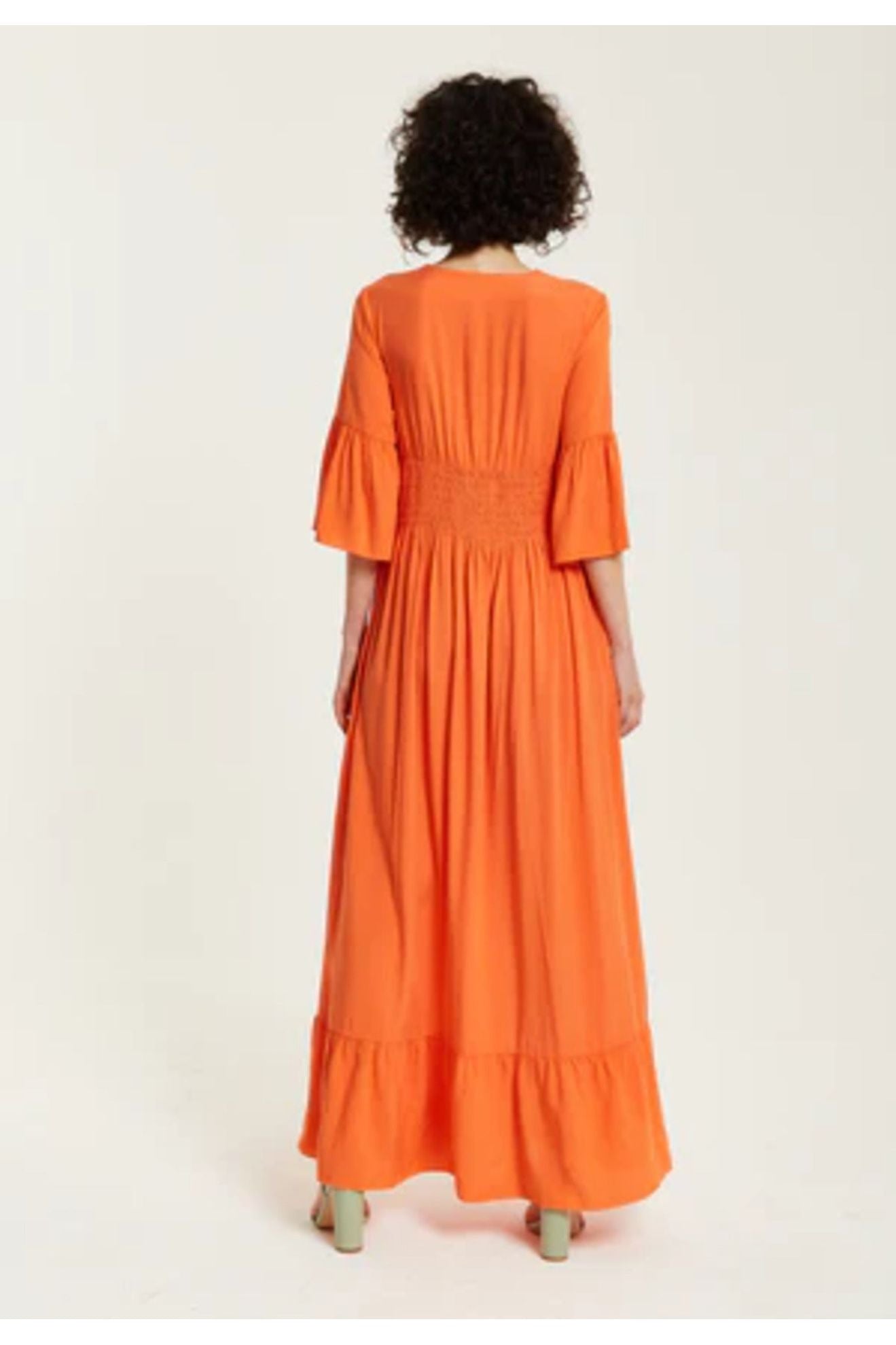Orange Maxi Dress With Frill Sleeves F11-246-LIQ23SS089-1