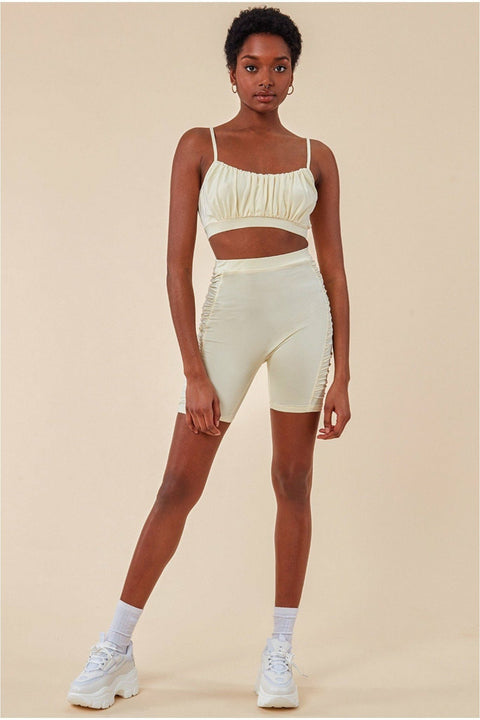 Side Detail Bralette & Cycle Short Set - Beige by Cosmochic