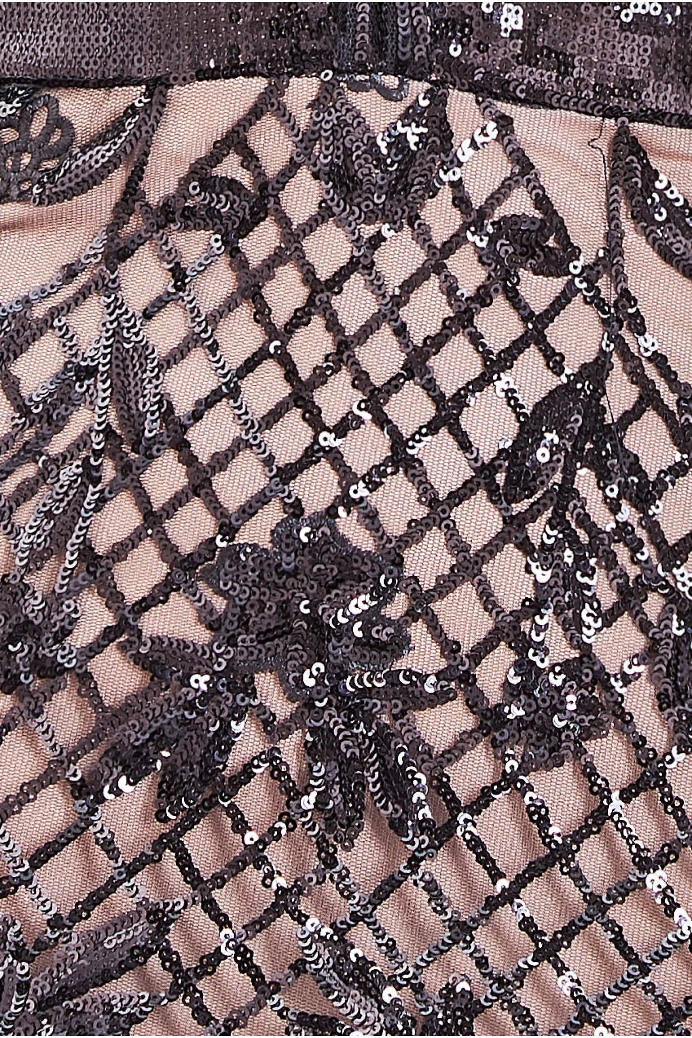 Modesty Sequin Evening Maxi Dress - Black DR3196MOD