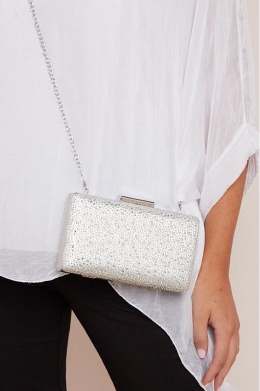 Silver Glitter Evening Clutch Bag ALH3105