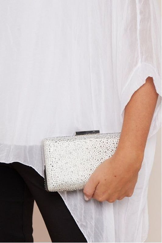 Silver Glitter Evening Clutch Bag ALH3105