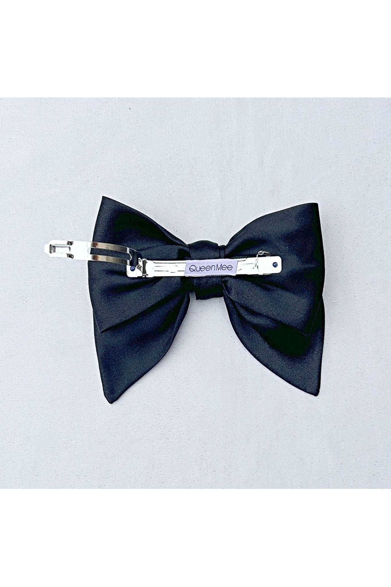 Black Satin Hair Bow Black Hair Clip 5060801177757