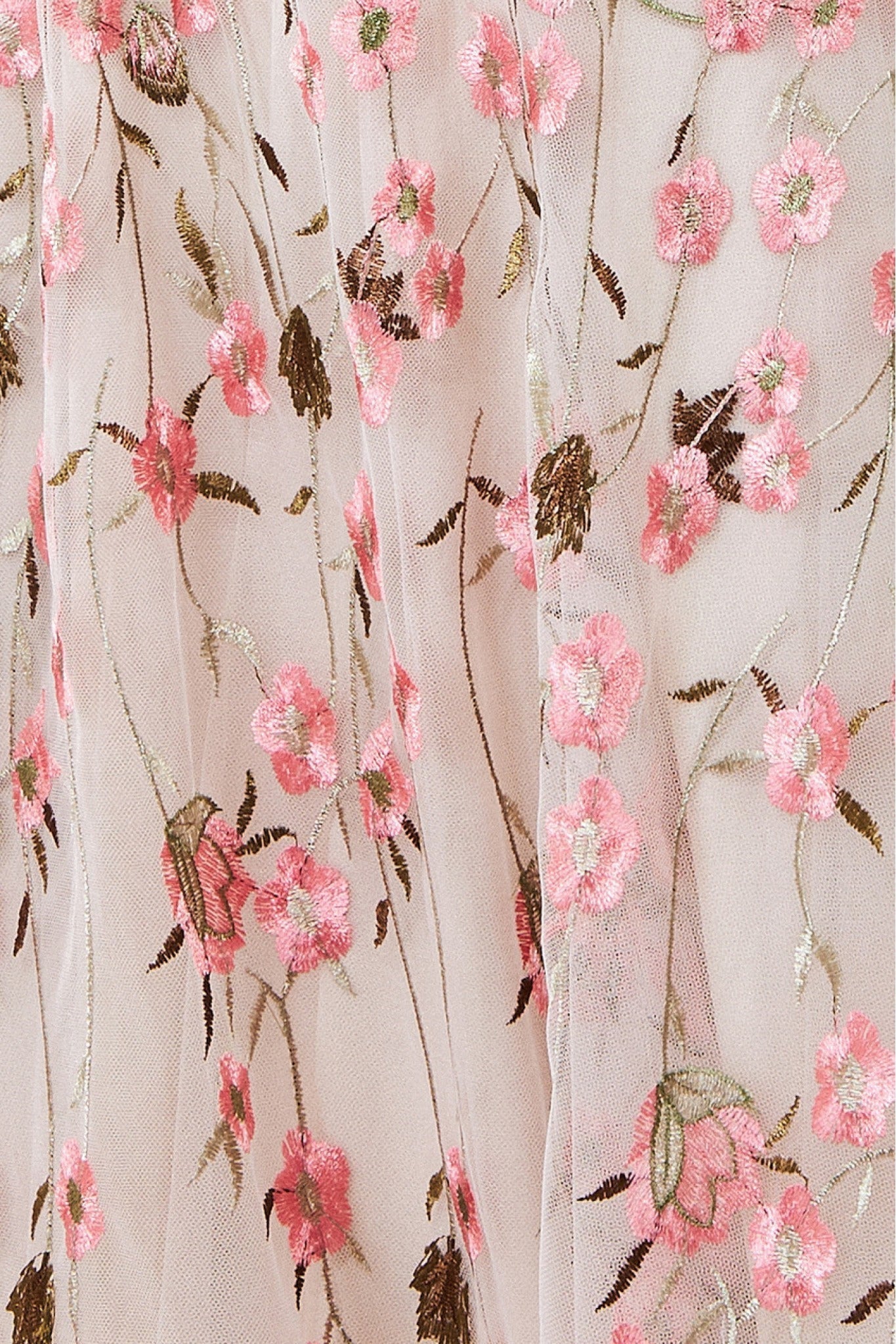 Sleeveless Floral Mesh Maxi Dress - Ivory DR3404