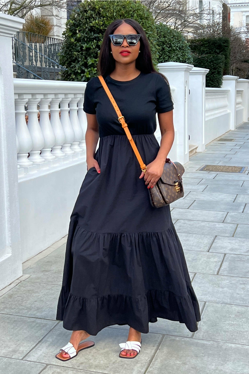 Black Cotton Maxi Dress Goddiva