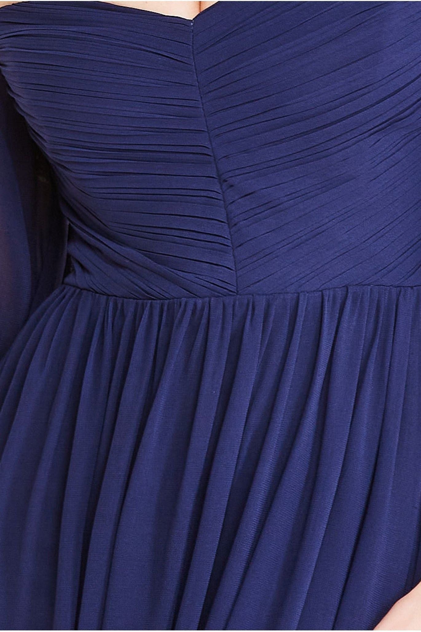 Chiffon Off The Shoulder Maxi With Cape Sleeves - Navy DR3780