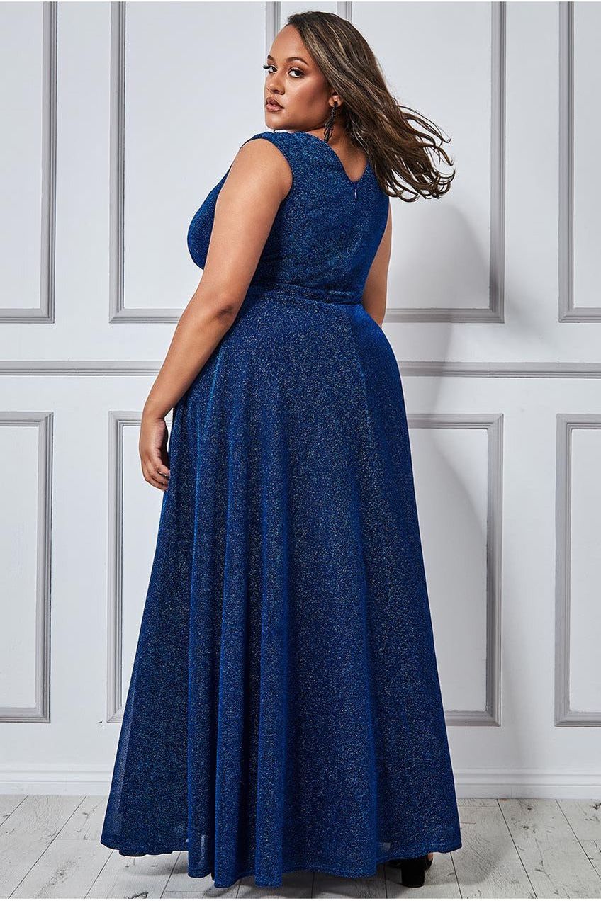 Crossover Lurex Glitter Maxi Dress - Royalblue DR1886P