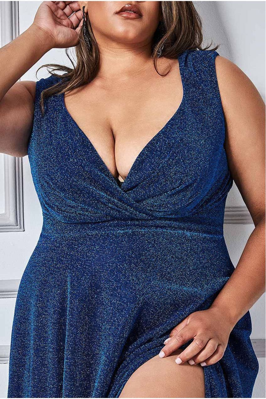 Crossover Lurex Glitter Maxi Dress - Royalblue DR1886P