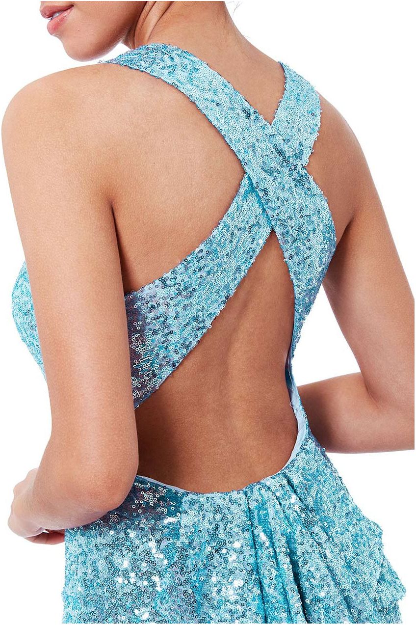 Criss Cross Back Sequin Maxi Dress - Powder Blue DR1968