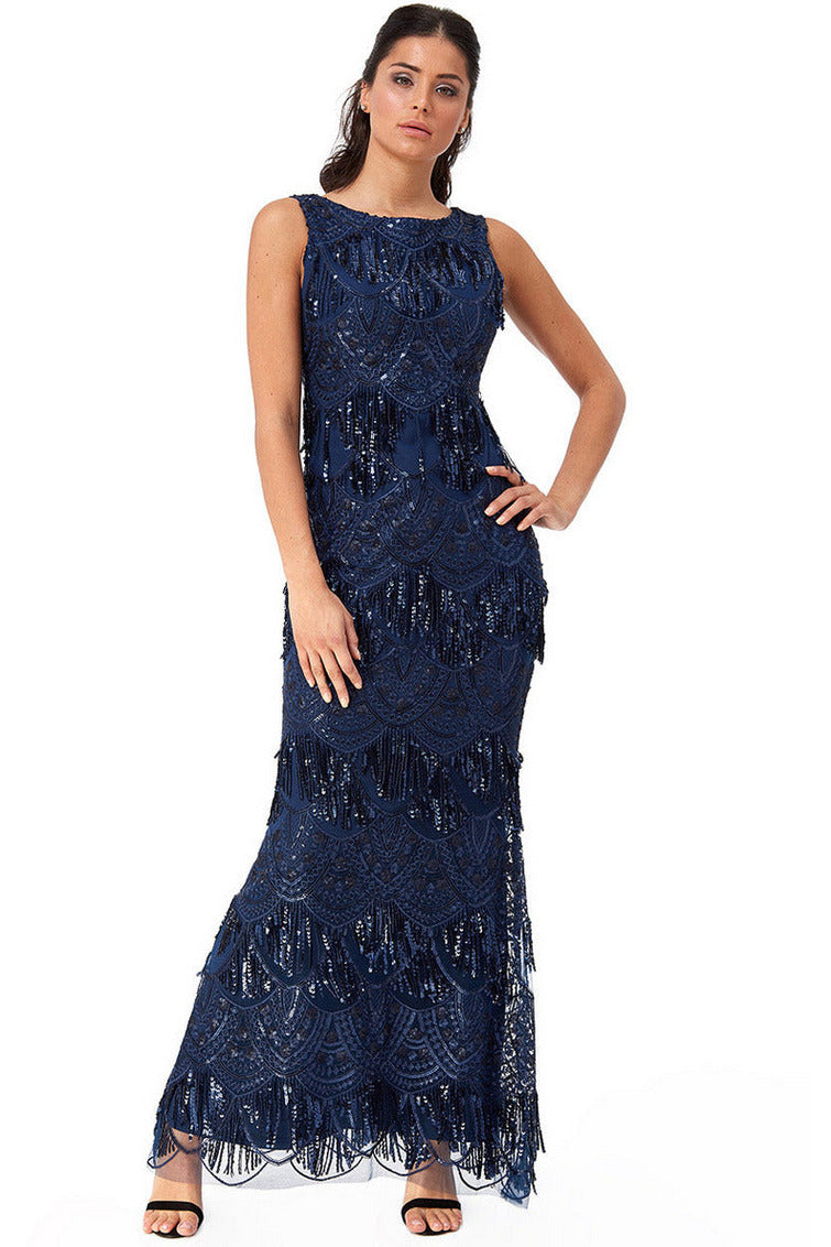 Navy sequin lace outlet maxi dress