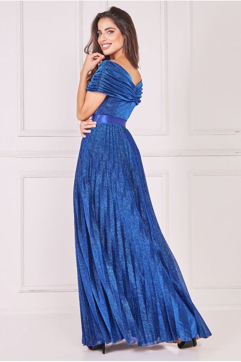 Bardot Pleated Skirt Maxi Dress - Royalblue DR3096A