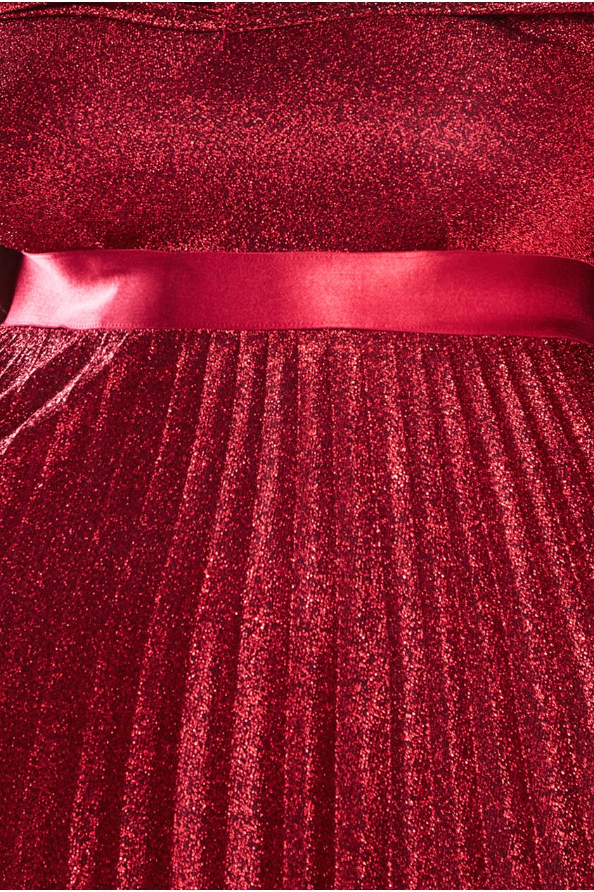 Bardot Pleated Skirt Maxi Dress - Red DR3096P