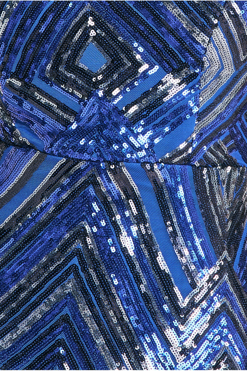 Geometric Sequin Sleeveless Maxi - Royal Blue DR3461