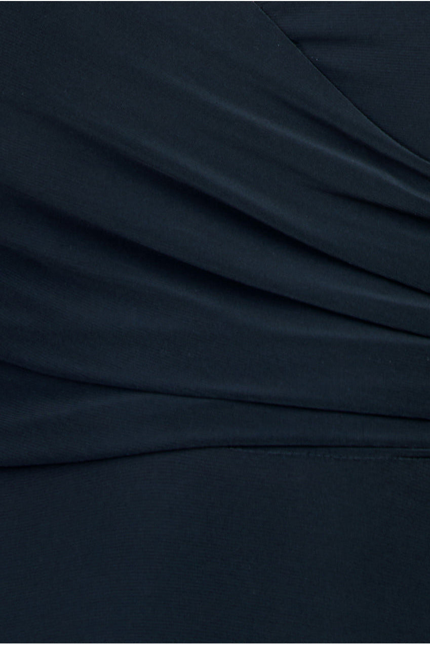 Asymmetrical Wrap Midi Dress - Black DR3549
