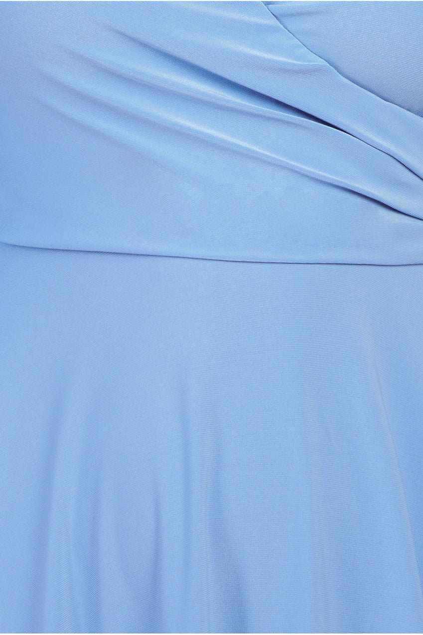 Asymmetrical Wrap Midi Dress - Wedgewood Blue DR3549